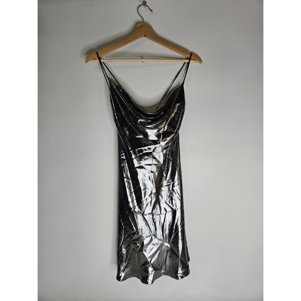 Zara Silver Metallic Foil Mini Dress Party Cocktail Size Xsmall